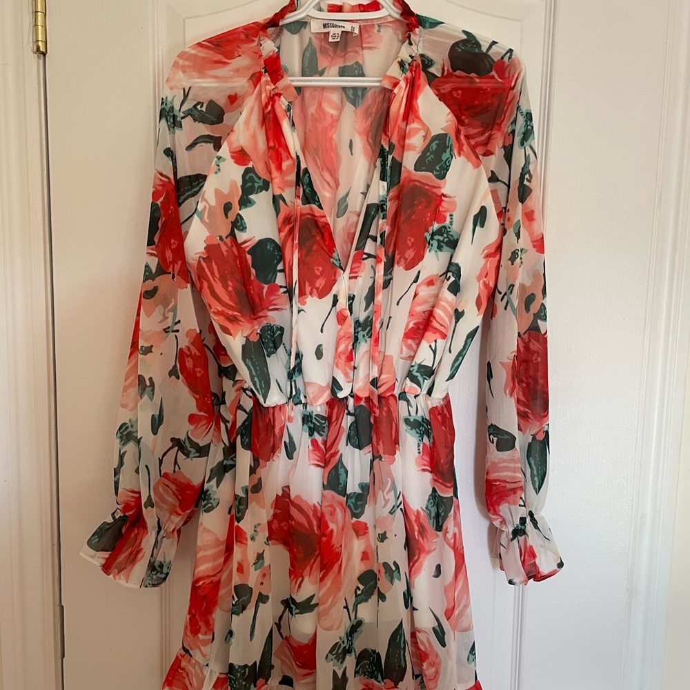 Missguided Floral Red and Green Blouse